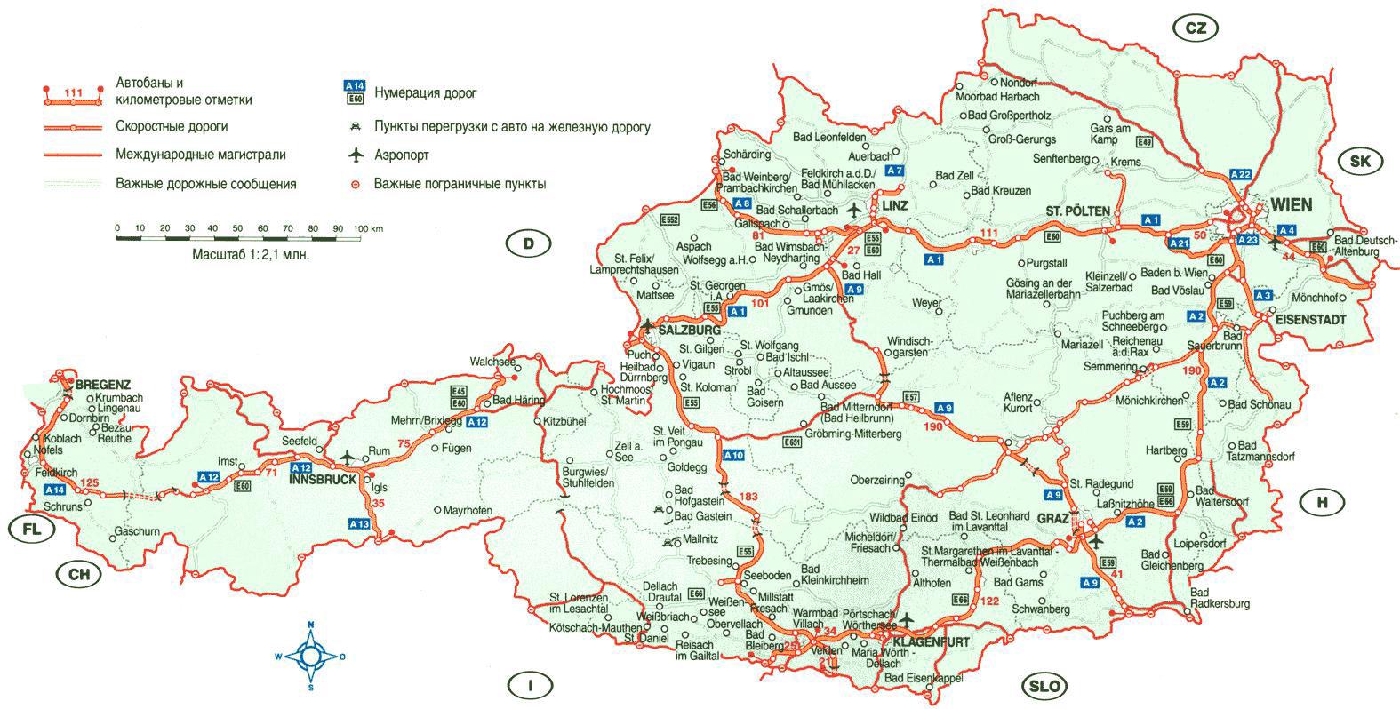 Österrike road map - Detaljerad karta över österrike (Västra Europa