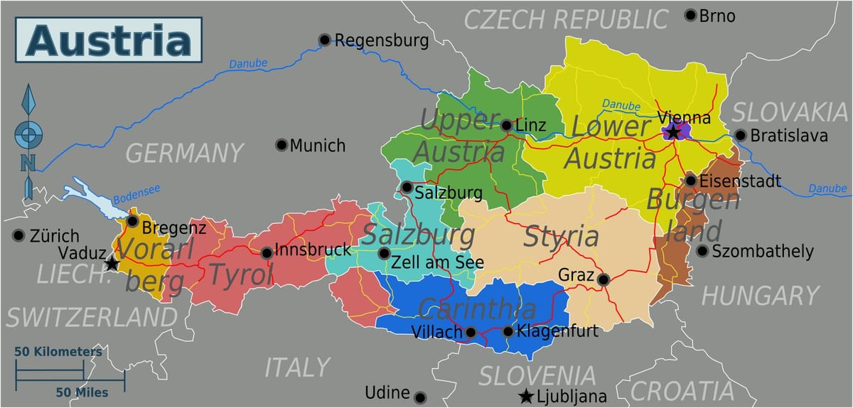 österrikiska provinser karta