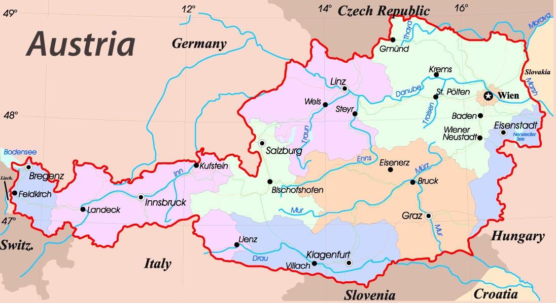 karta över eisenstadt, österrike