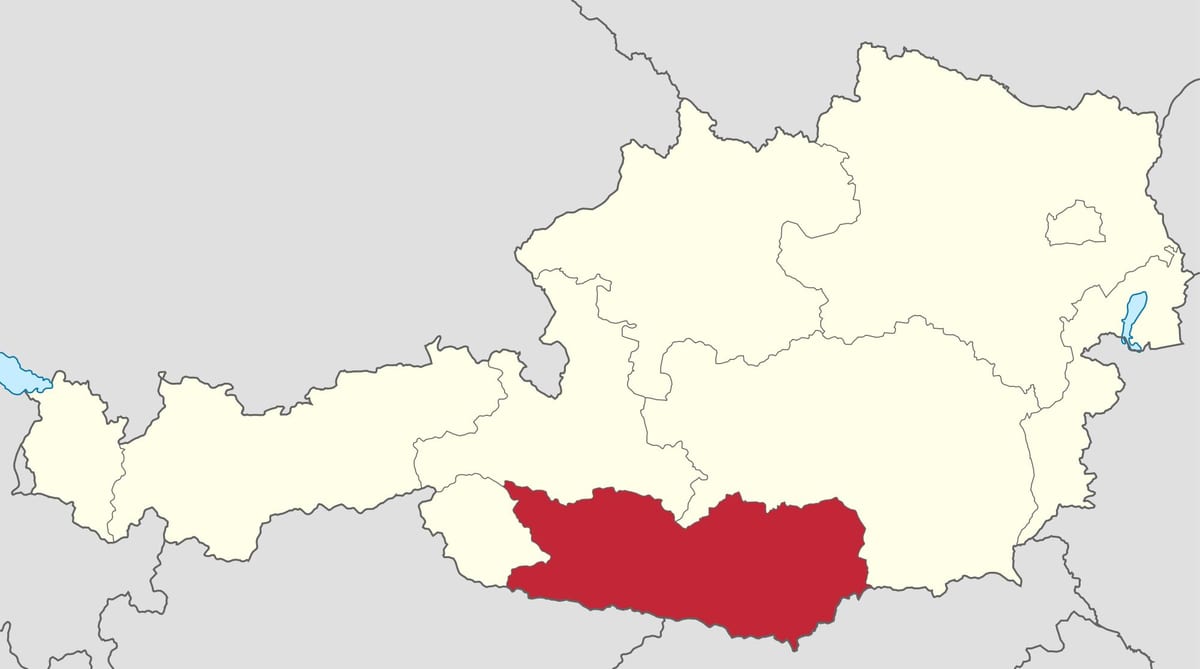 karta över kärnten, österrike