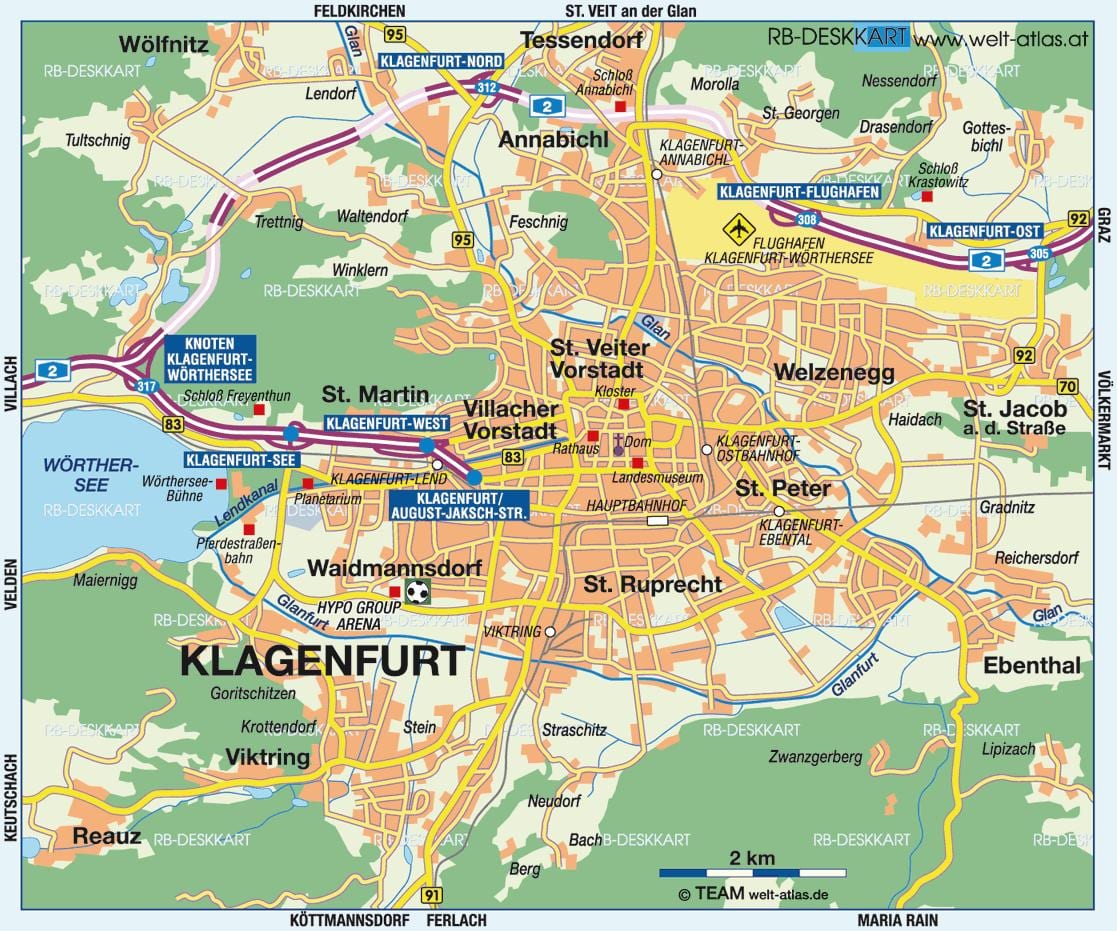 karta över klagenfurt i österrike