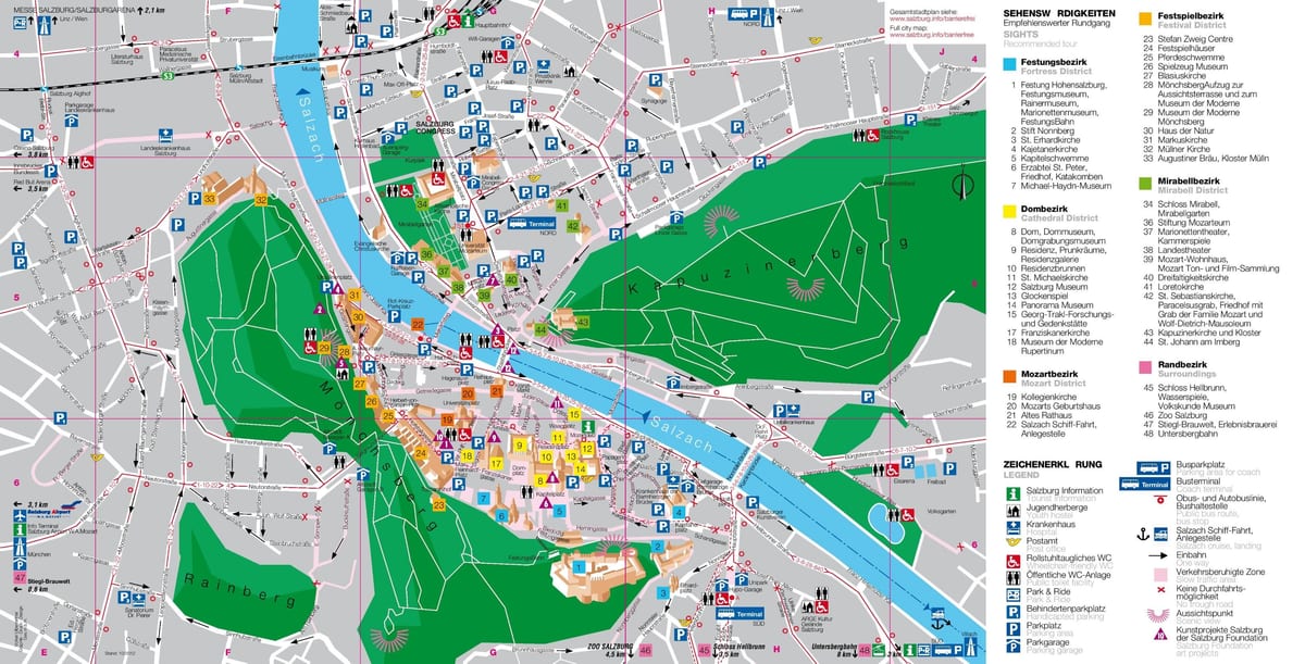 karta över turist karta, salzburg, österrike