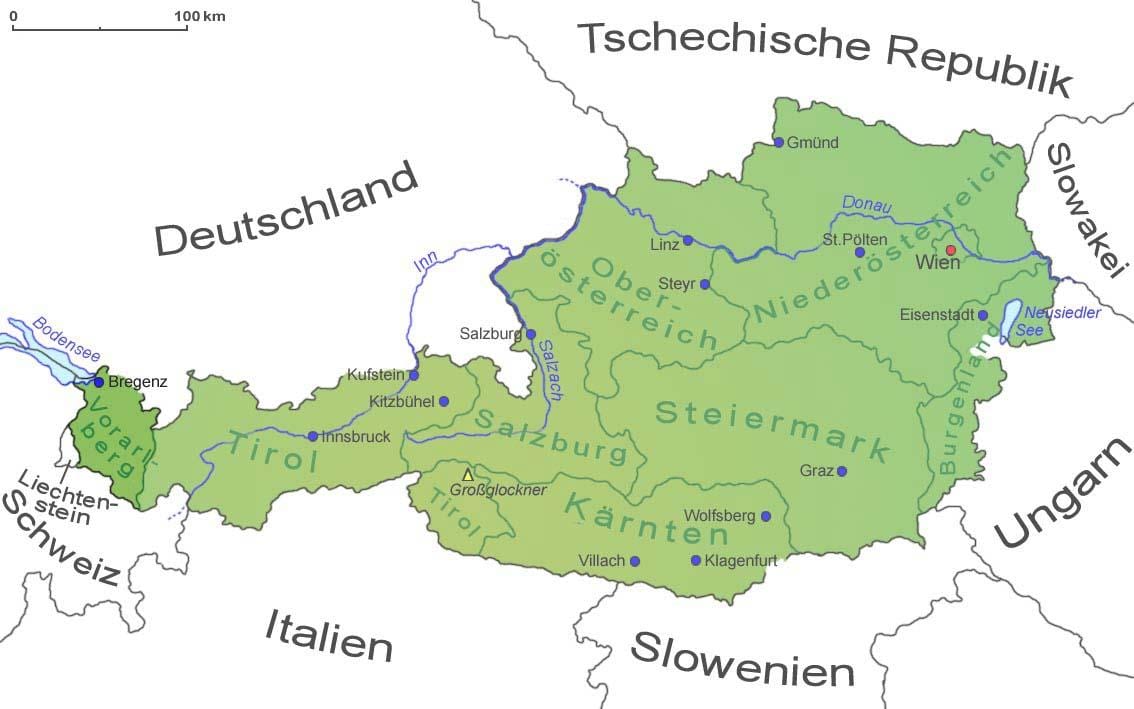 karta över vorarlberg, österrike