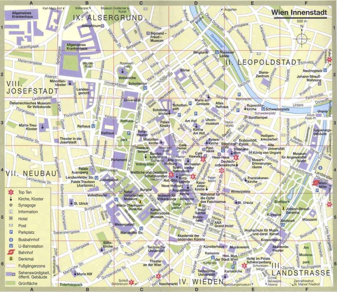 karta över wien österrike turistattraktioner