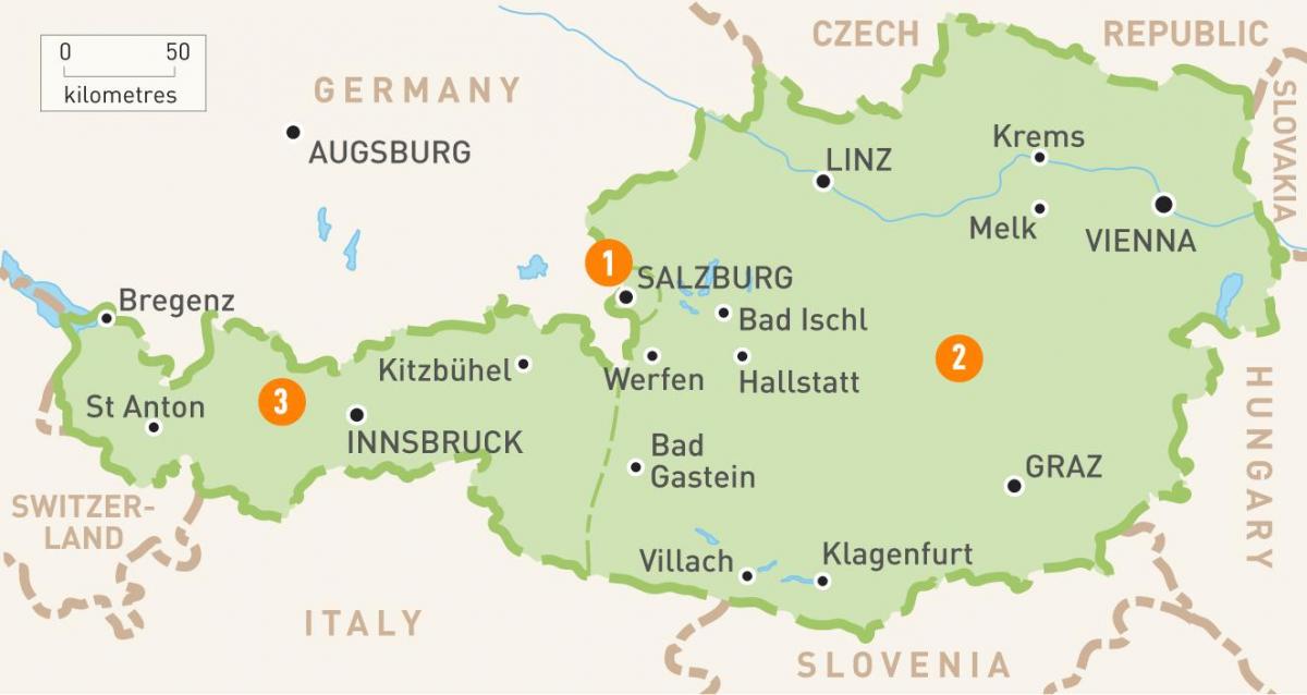 en karta över österrike