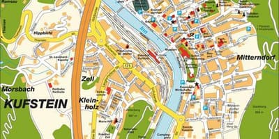 Karta över kufstein, österrike