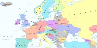 Karta över europa som visar österrike